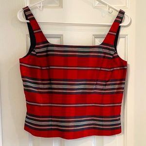 ANN TAYLOR: NWT Silk Red Tartan Plaid Dress Tank Top (Women's Size 6)